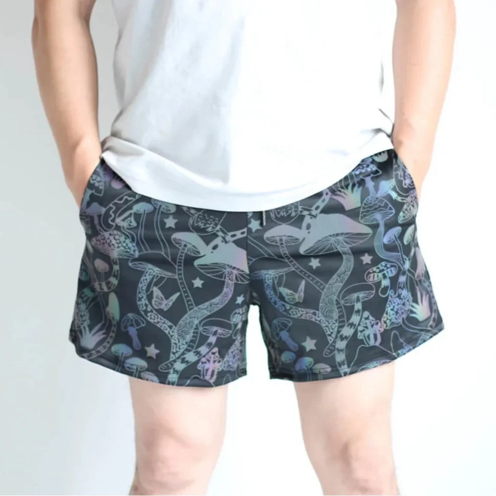 🚩Final Sale
Unisex Reflective Psychedelic Mushroom Shorts, XS